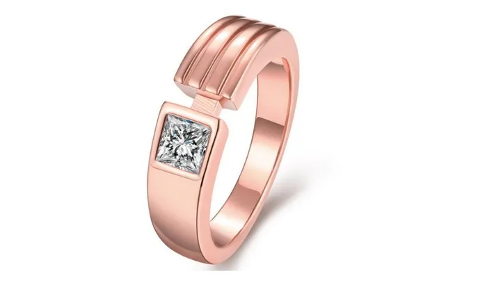 sparklingselections Rings Copper Inlaid Crystal Rose Gold Plated Ring 8