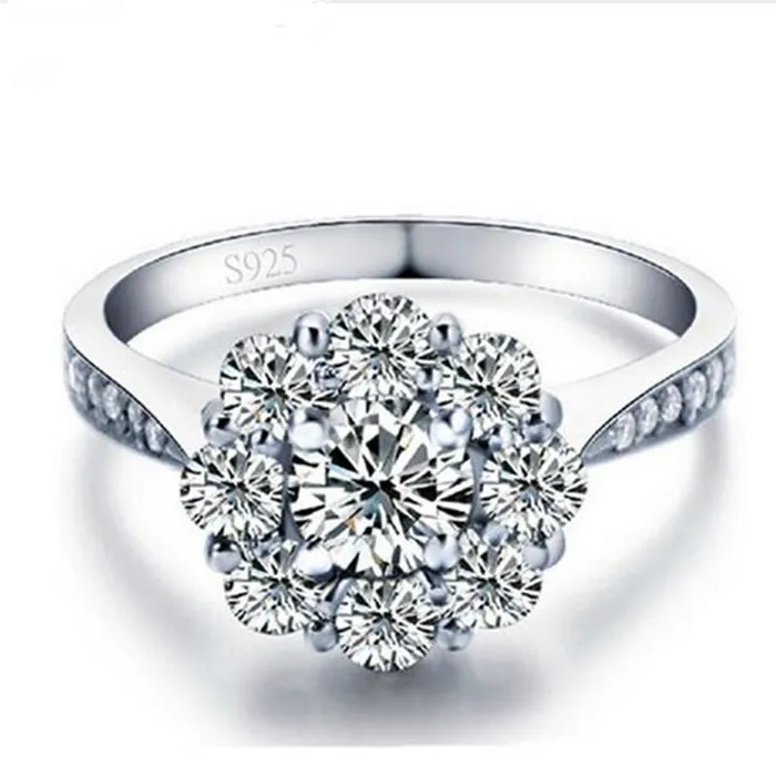 sparklingselections White Gold Color Flower Wedding Rings For Women Earrings sparklingselections White Gold Color Flower Wedding Rings For Women Earrings
