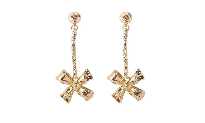 sparklingselections Womens long metal bowknot earrings Earrings