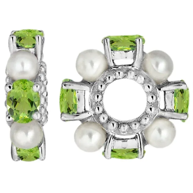 Storywheels Charm Necklaces Storywheels Peridot Pearl 14K White Gold Wheel Charm 332286