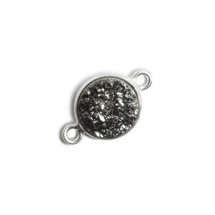 11mm Silver Bezel Metallic Black Drusy Coin 2 ring Connector 1 piece Beadsofcambaycom Rings 11mm Silver Bezel Metallic Black Drusy Coin 2 ring Connector 1 piece Beadsofcambaycom Rings