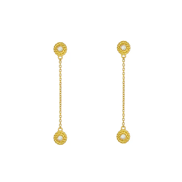 14 Karat Yellow Gold Diamond Drop Earrings Mrs Jones Company Earrings