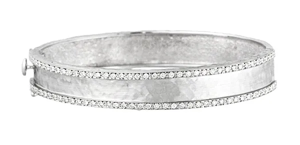 18 Karat Yellow Gold Hammered Diamond Bangle Bracelet Mrs Jones Bracelets