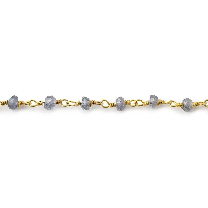 3mm Iolite Gold plated Wire Wrapped Chain Beadsofcambaycom PreStyled Sets
