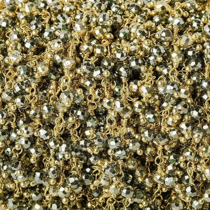 3mm Pyrite Gold plated Pyrite microfaceted round Gold Dangling Chain by the foot Beadsofcambaycom PreStyled Sets 3mm Pyrite Gold plated Pyrite microfaceted round Gold Dangling Chain by the foot Beadsofcambaycom PreStyled Sets