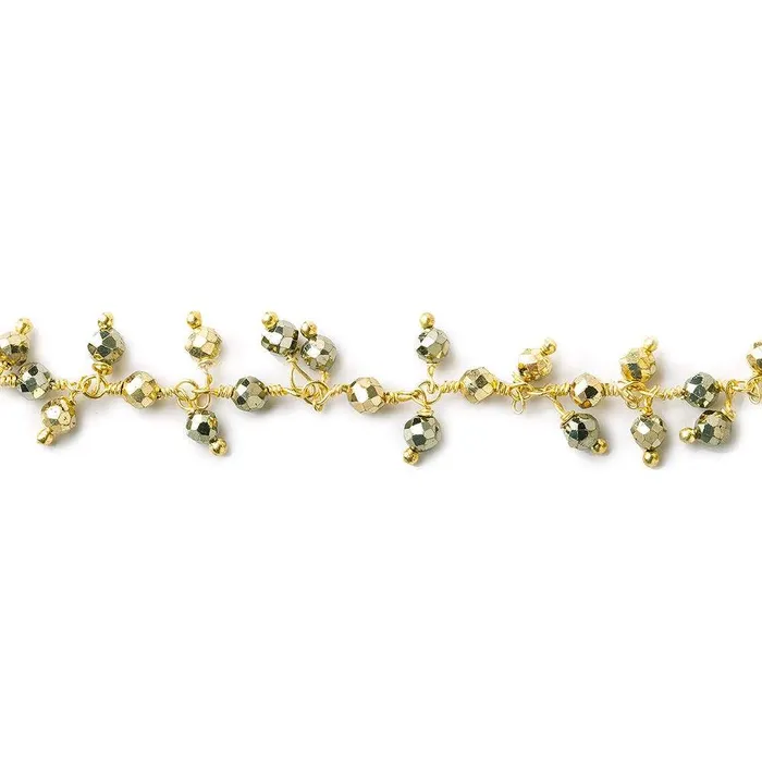 3mm Pyrite Gold plated Pyrite microfaceted round Gold Dangling Chain by the foot Beadsofcambaycom PreStyled Sets 3mm Pyrite Gold plated Pyrite microfaceted round Gold Dangling Chain by the foot Beadsofcambaycom PreStyled Sets