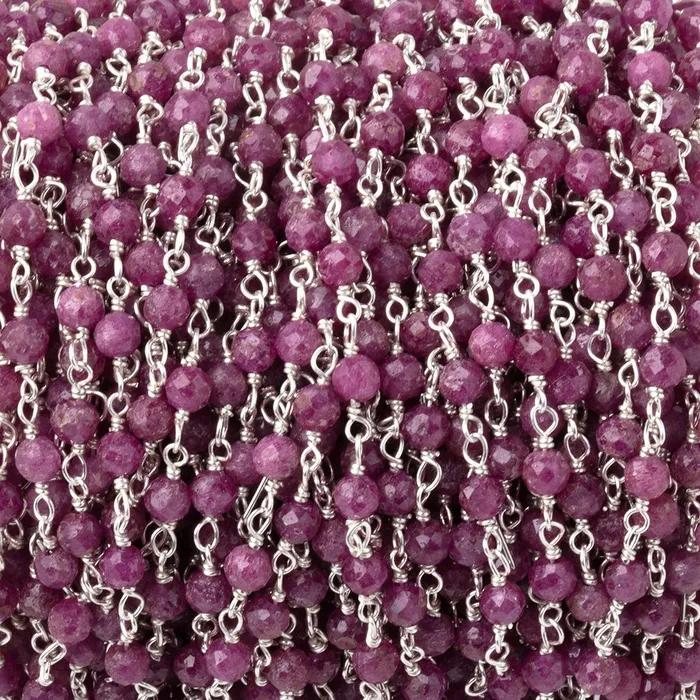 3mm Ruby Micro Faceted Rounds on Silver Plated Chain Beadsofcambaycom Necklaces 3mm Ruby Micro Faceted Rounds on Silver Plated Chain Beadsofcambaycom Necklaces