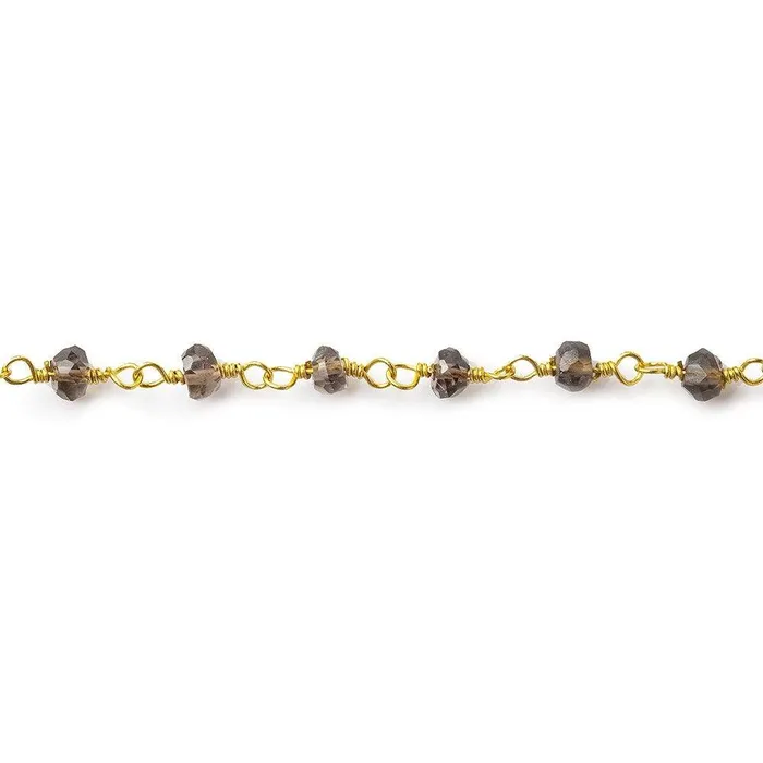 3mm Smoky Quartz Gold plated Wire Wrapped Chain Beadsofcambaycom PreStyled Sets 3mm Smoky Quartz Gold plated Wire Wrapped Chain Beadsofcambaycom PreStyled Sets