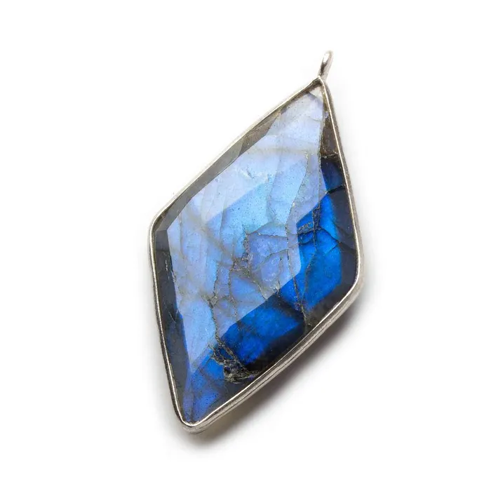 Beadsofcambaycom 45x24mm Silver Bezel Labradorite faceted Kite Pendant 1 piece Necklaces Beadsofcambaycom 45x24mm Silver Bezel Labradorite faceted Kite Pendant 1 piece Necklaces