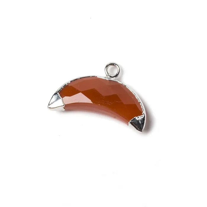 Beadsofcambaycom 9x20mm Silver Leafed Carnelian Cresent Moon Pendant 1 focal bead Necklaces Beadsofcambaycom 9x20mm Silver Leafed Carnelian Cresent Moon Pendant 1 focal bead Necklaces