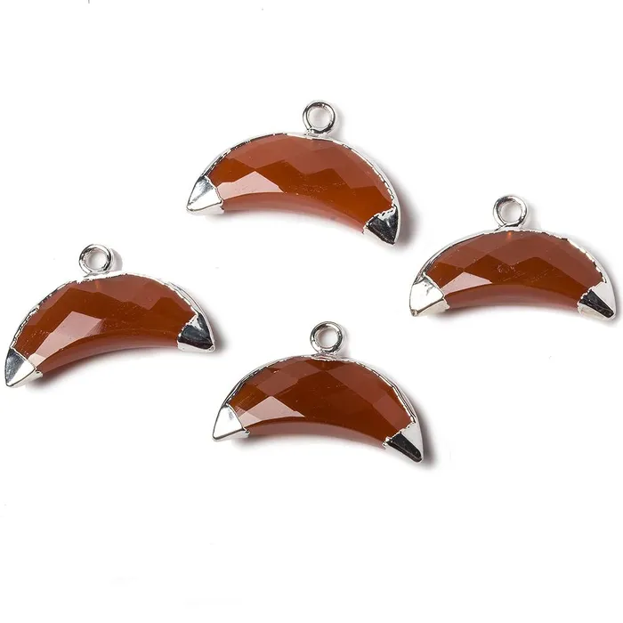 Beadsofcambaycom 9x20mm Silver Leafed Carnelian Cresent Moon Pendant 1 focal bead Necklaces Beadsofcambaycom 9x20mm Silver Leafed Carnelian Cresent Moon Pendant 1 focal bead Necklaces