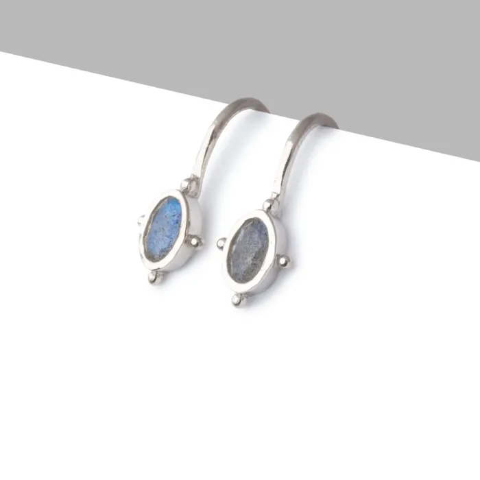 Beadsofcambaycom Earrings Sterling Silver Labradorite Oval Earring Set of 2 pieces Beadsofcambaycom Earrings Sterling Silver Labradorite Oval Earring Set of 2 pieces