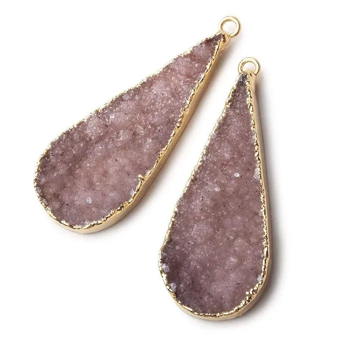 Beadsofcambaycom Gold Leafed Blush Tan Pear Drusy Pendant Matched Set 2 pieces 41x17x6mm A Grade PreStyled Sets Beadsofcambaycom Gold Leafed Blush Tan Pear Drusy Pendant Matched Set 2 pieces 41x17x6mm A Grade PreStyled Sets