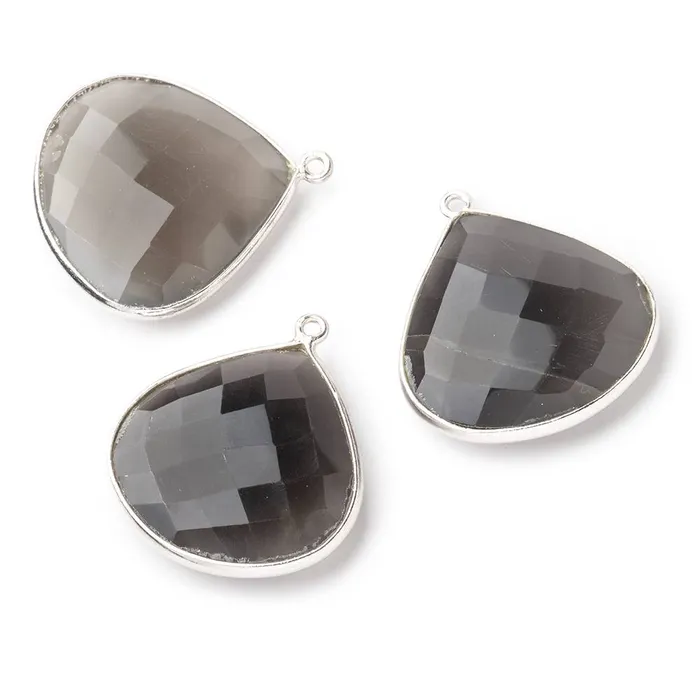 Beadsofcambaycom Necklaces 26x26mm Silver 925 Platinum Dark Grey Moonstone faceted heart Pendant 1 piece Beadsofcambaycom Necklaces 26x26mm Silver 925 Platinum Dark Grey Moonstone faceted heart Pendant 1 piece