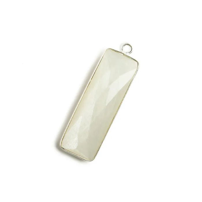 Beadsofcambaycom Rings 31x11mm Silver Bezel Soft White Moonstone Bar 1 ring pendant 1 piece Beadsofcambaycom Rings 31x11mm Silver Bezel Soft White Moonstone Bar 1 ring pendant 1 piece