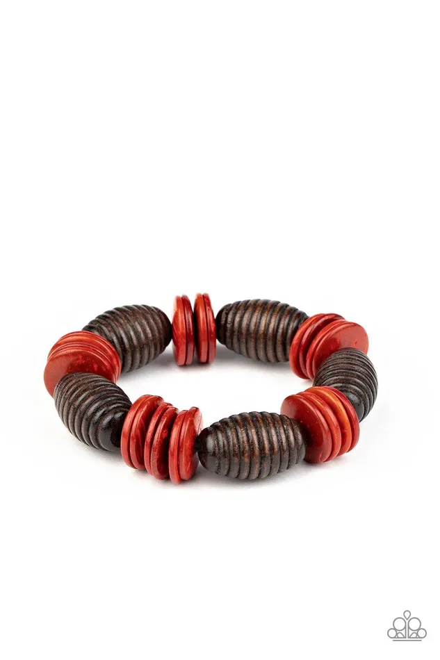 Caribbean Castaway Red Bracelet Jewelry by Bretta Paparazzi Accessories Bracelets