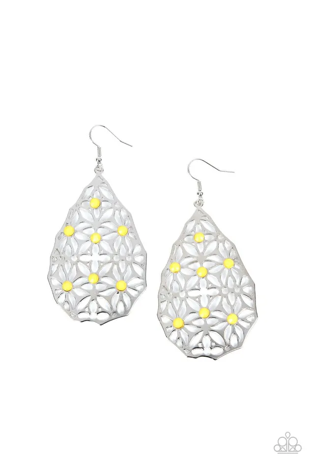 Delightfully Daisy Yellow Earrings Jewelry by Bretta Paparazzi Accessories Earrings