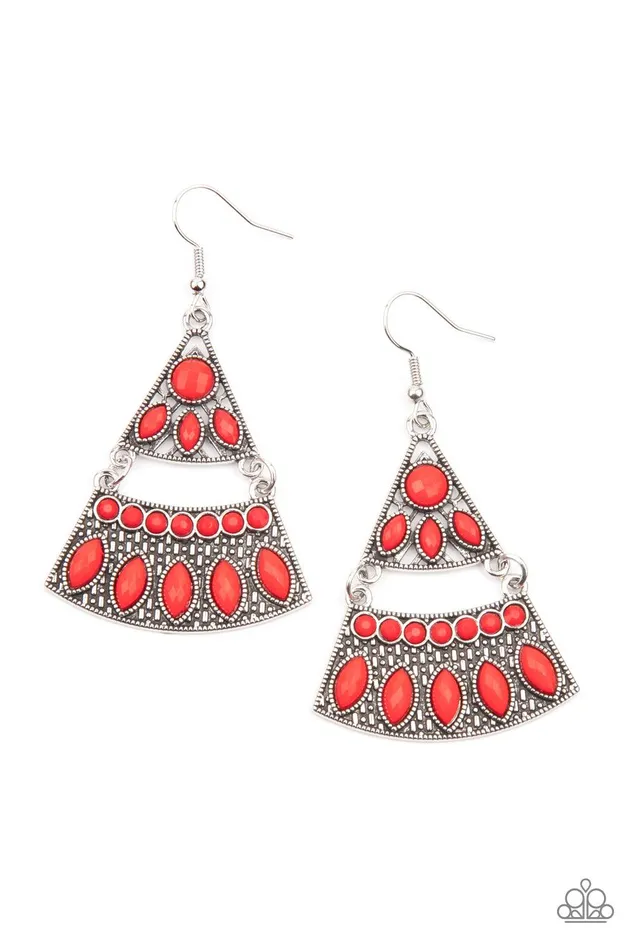 Desert Fiesta Red Earrings Jewelry by Bretta Paparazzi Accessories Earrings