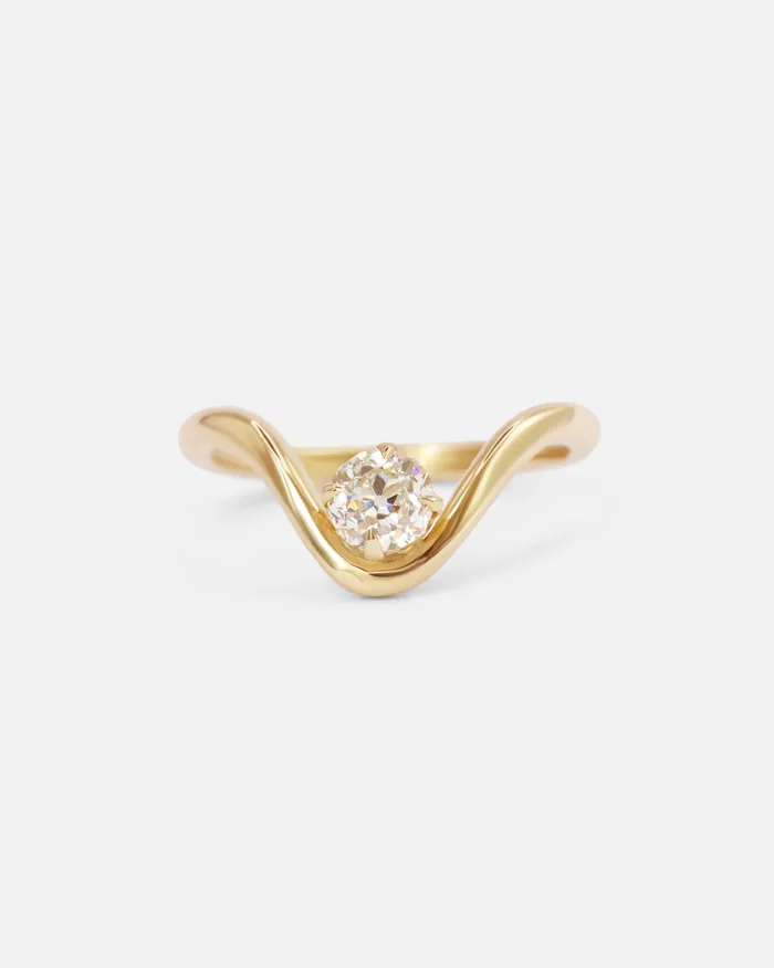 Diamond and Gold Curved Ring Nishi Rings