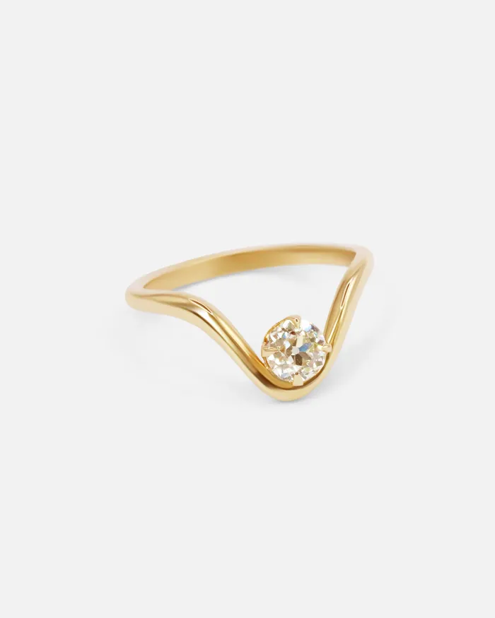 Diamond and Gold Curved Ring Nishi Rings Diamond and Gold Curved Ring Nishi Rings