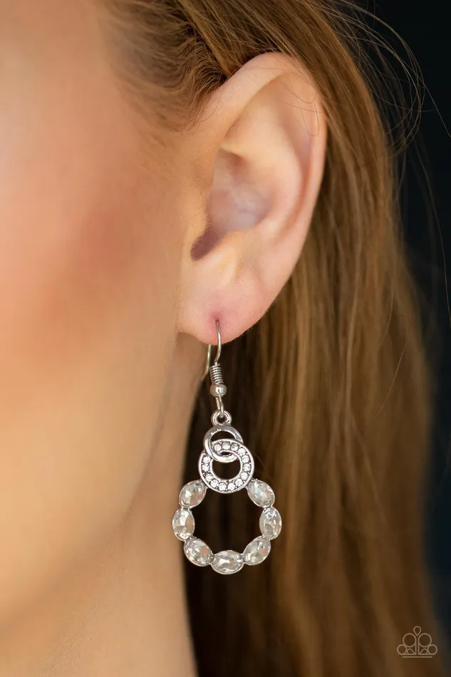 Diamond Deluxe White Earrings Jewelry by Bretta Paparazzi Accessories Earrings