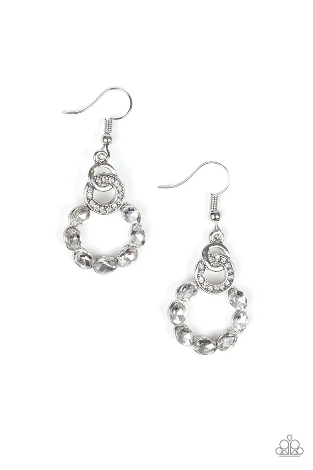 Diamond Deluxe White Earrings Jewelry by Bretta Paparazzi Accessories Earrings
