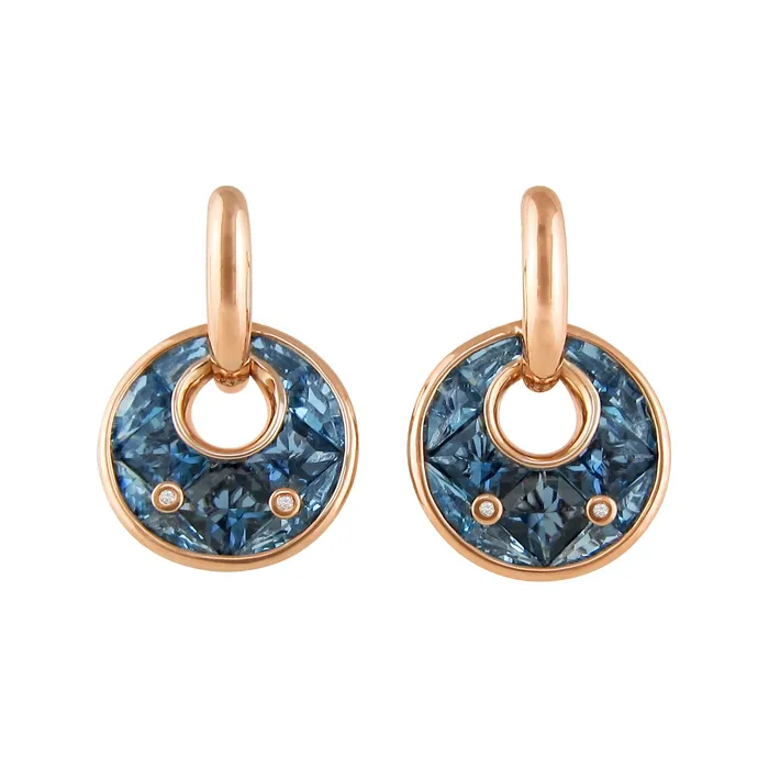 Earrings Bellarri Hava Nouveau Blue Topaz Diamond Gold Earrings Bellarri