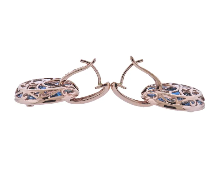 Earrings Bellarri Hava Nouveau Blue Topaz Diamond Gold Earrings Bellarri