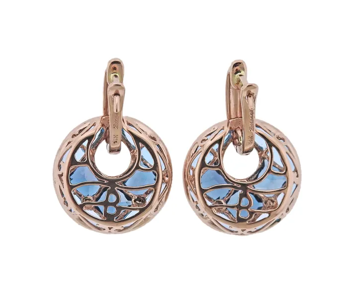 Earrings Bellarri Hava Nouveau Blue Topaz Diamond Gold Earrings Bellarri