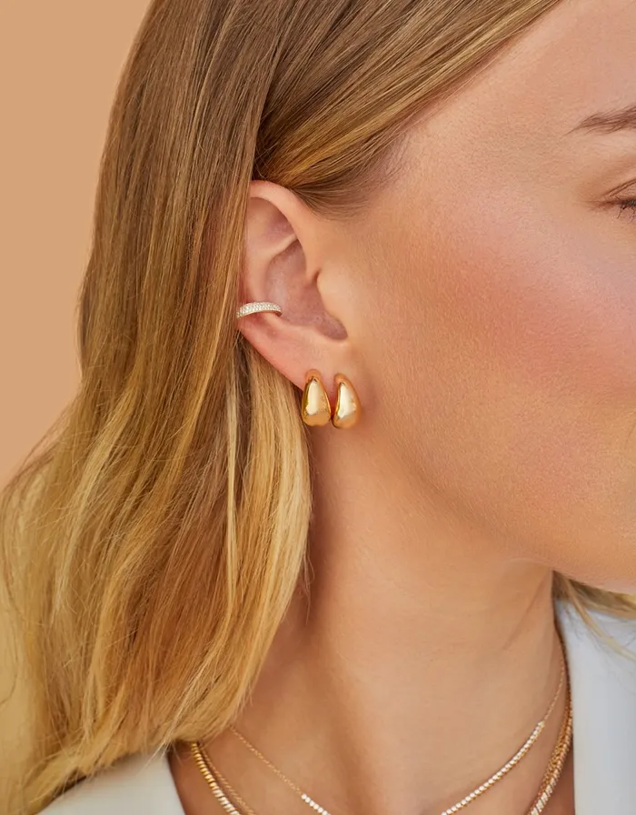 Earrings EF Collection ef collection gold jumbo dome hoop earring
