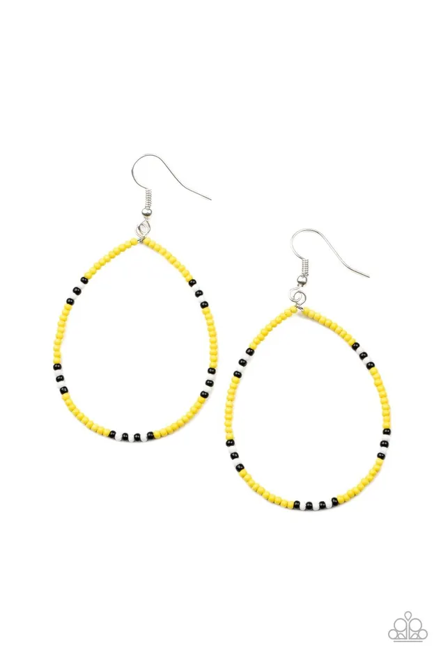Earrings Keep Up The Good BEADWORK Yellow Earrings Jewelry by Bretta Paparazzi Accessories