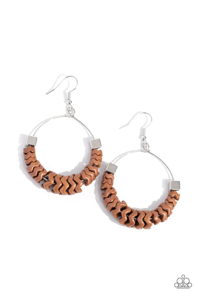 Earrings Paparazzi Accessories Capriciously Crimped Brown Earrings Jewelry by Bretta