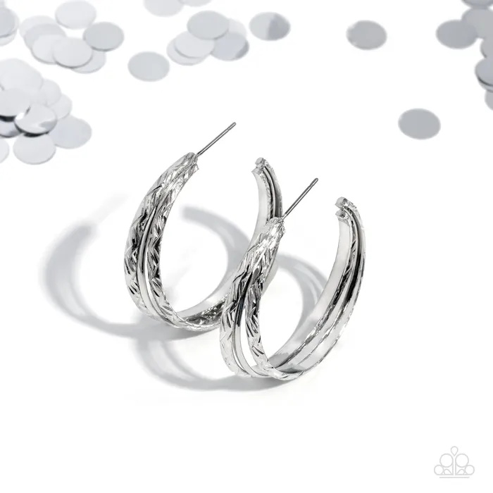 Earrings Paparazzi Accessories CONTOUR de Force Silver Hoop Earrings Jewelry by Bretta