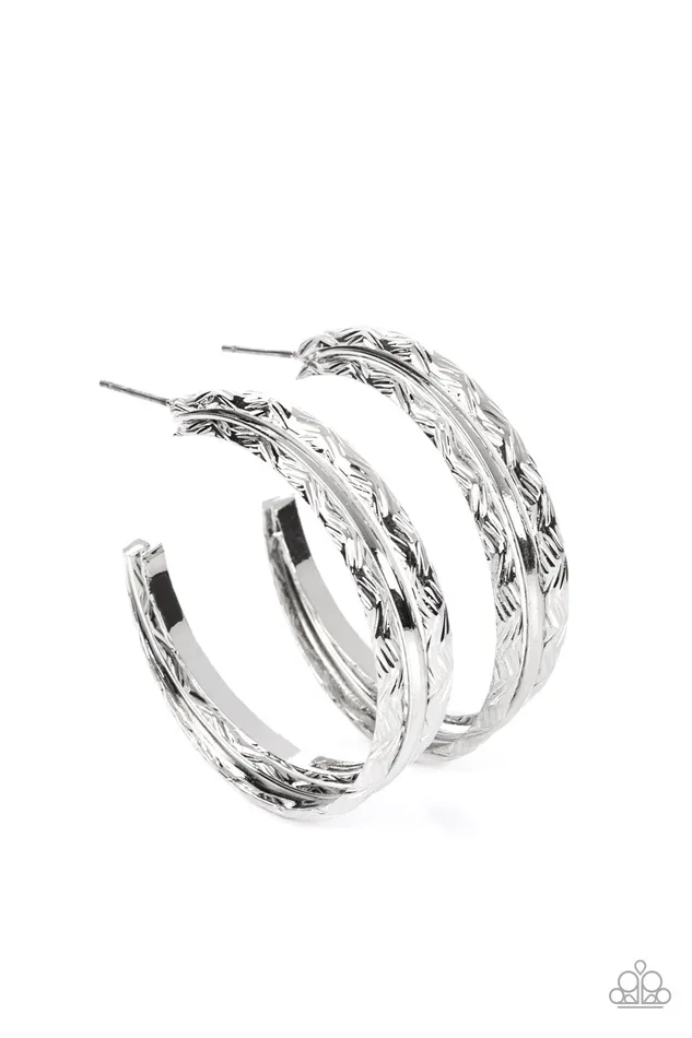 Earrings Paparazzi Accessories CONTOUR de Force Silver Hoop Earrings Jewelry by Bretta