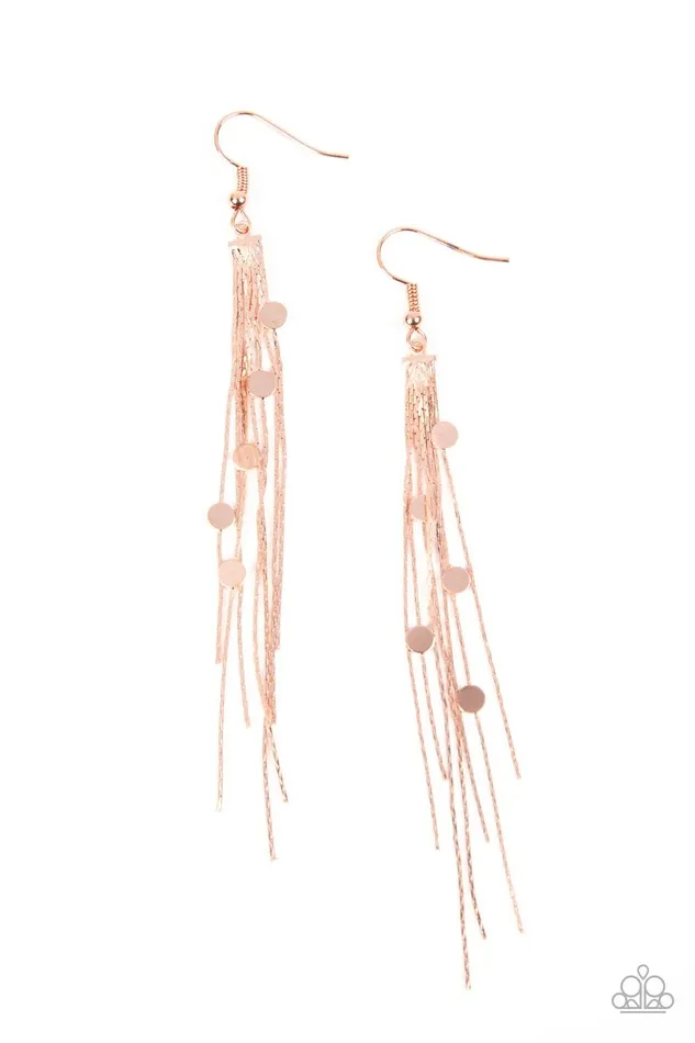Earrings Paparazzi Accessories Cosmic Cascade Copper Earrings Jewelry by Bretta