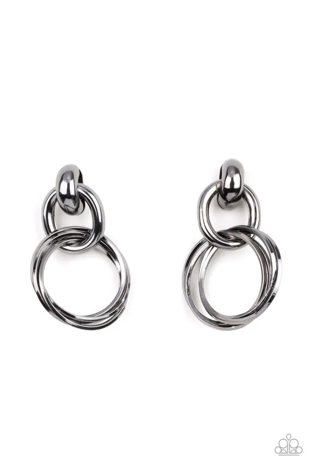 Earrings Paparazzi Accessories Dynamically Linked Black Earrings Jewelry by Bretta