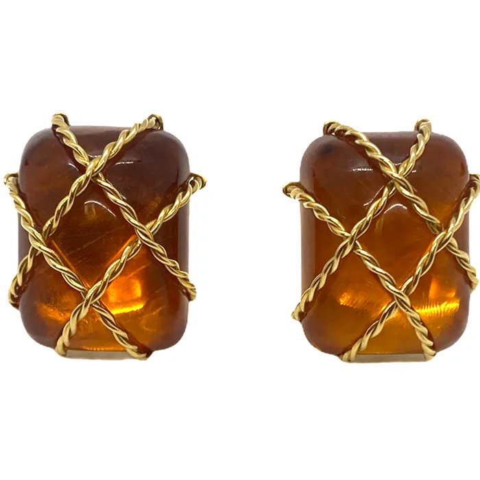 Earrings Seaman Schepps Seaman Schepps Cage Amber Gold Earrings