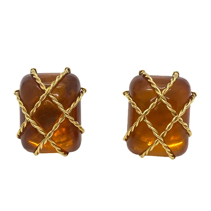 Earrings Seaman Schepps Seaman Schepps Cage Amber Gold Earrings