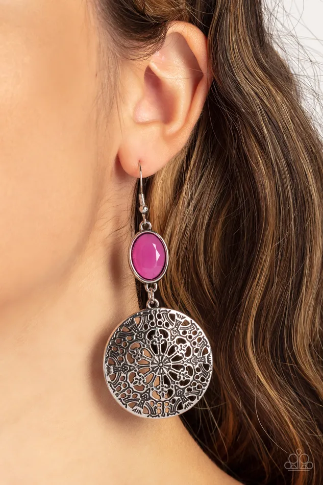 Eloquently Eden Pink Earrings Jewelry by Bretta Paparazzi Accessories Earrings