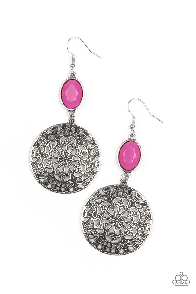 Eloquently Eden Pink Earrings Jewelry by Bretta Paparazzi Accessories Earrings
