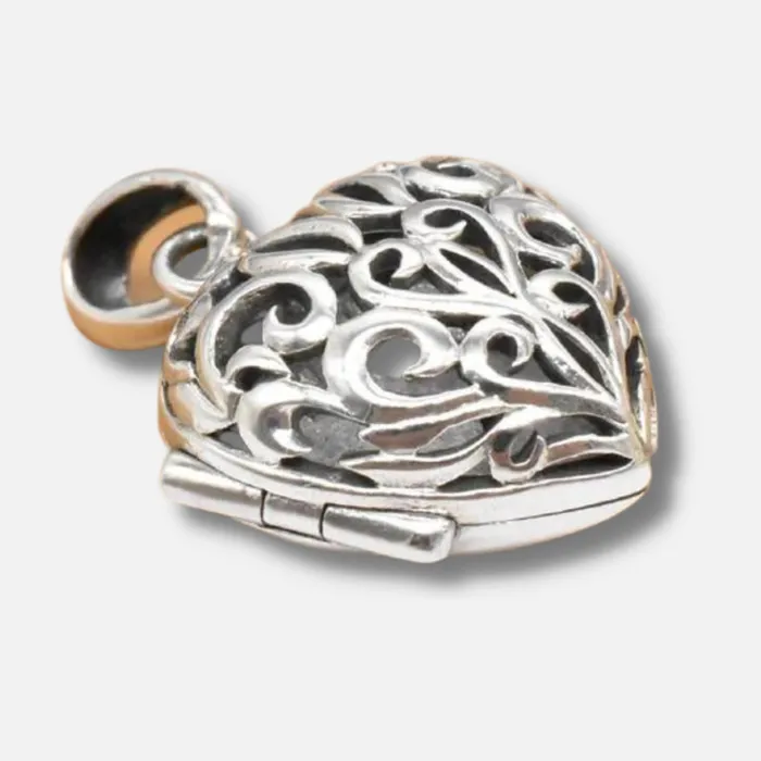 Erosmoon ELEGANT COLLAR AND LOCKET STERLING SILVER 925 AND VINTAGE STYLE FILIGREE HEART Necklaces