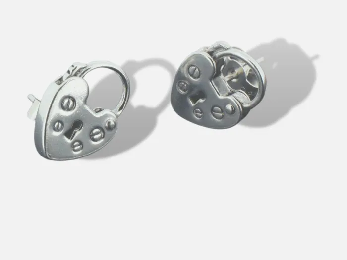 Erosmoon STERLING SILVER PADLOCK STUD EARRINGS 925 SMALL STUDS 11mm Earrings Erosmoon STERLING SILVER PADLOCK STUD EARRINGS 925 SMALL STUDS 11mm Earrings