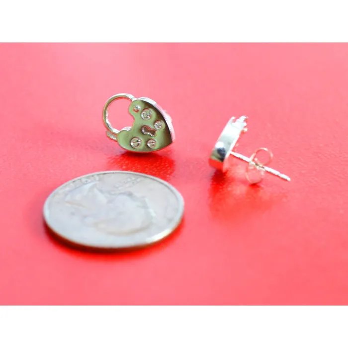 Erosmoon STERLING SILVER PADLOCK STUD EARRINGS 925 SMALL STUDS 11mm Earrings