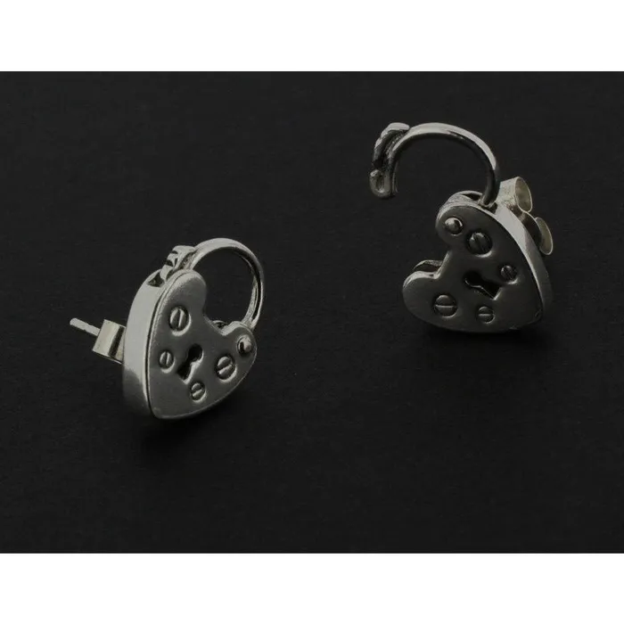 Erosmoon STERLING SILVER PADLOCK STUD EARRINGS 925 SMALL STUDS 11mm Earrings