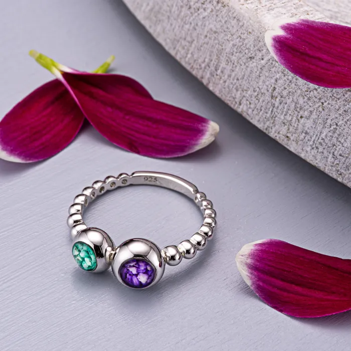 EverWith EverWith Ladies Rondure Double Array Bubble Band Memorial Ashes Ring Rings