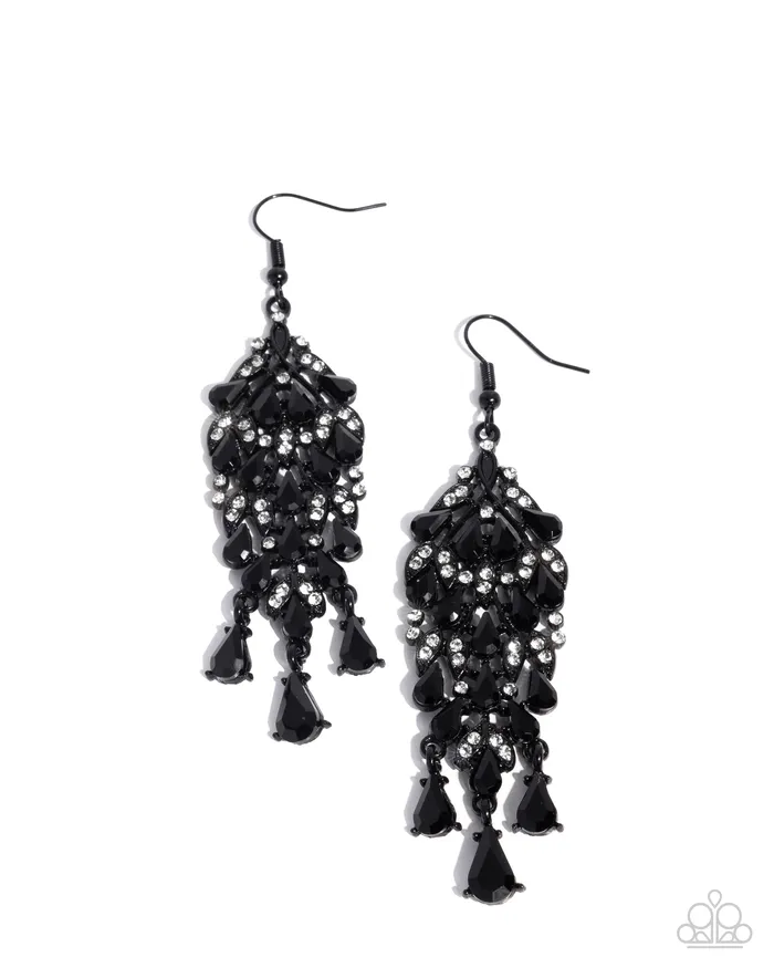 Fringe Film Black Earrings Jewelry by Bretta Paparazzi Accessories Earrings