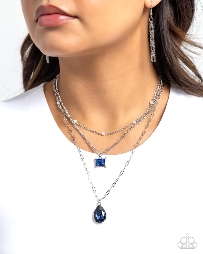 Giddy Glitter Blue Necklace Jewelry by Bretta Paparazzi Accessories Necklaces