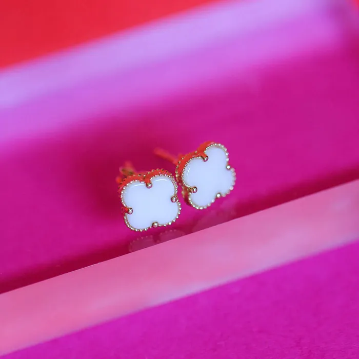 Gold earrings with clovers and white onyx Senso Gold Shine Senso Gold Earrings Gold earrings with clovers and white onyx Senso Gold Shine Senso Gold Earrings