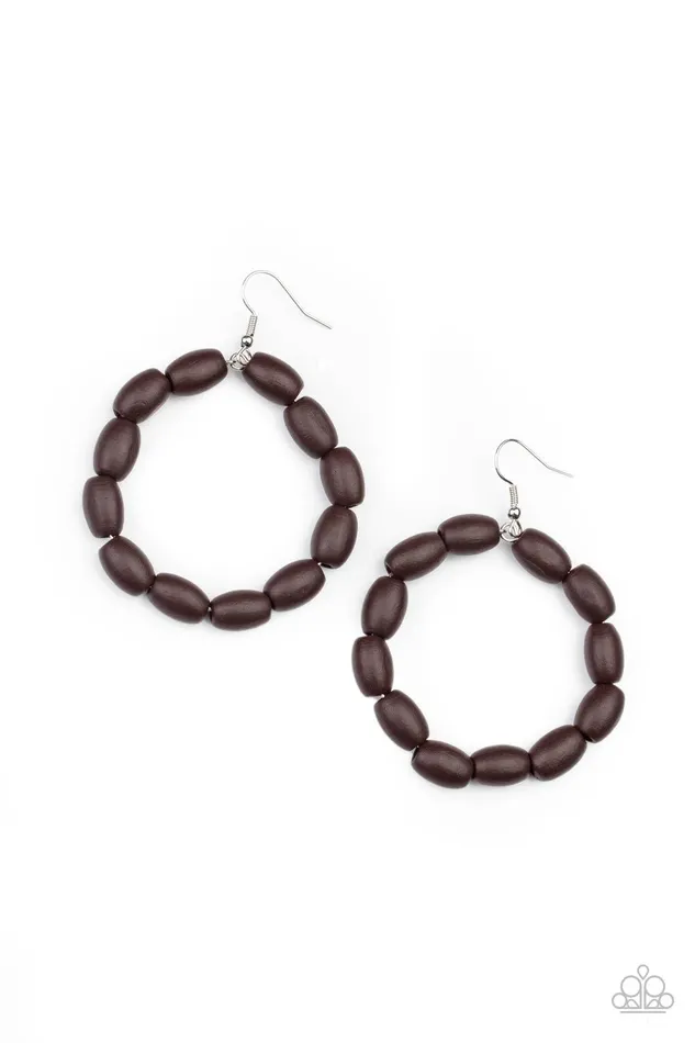 Living The WOOD Life Brown Earrings Jewelry by Bretta Paparazzi Accessories Earrings