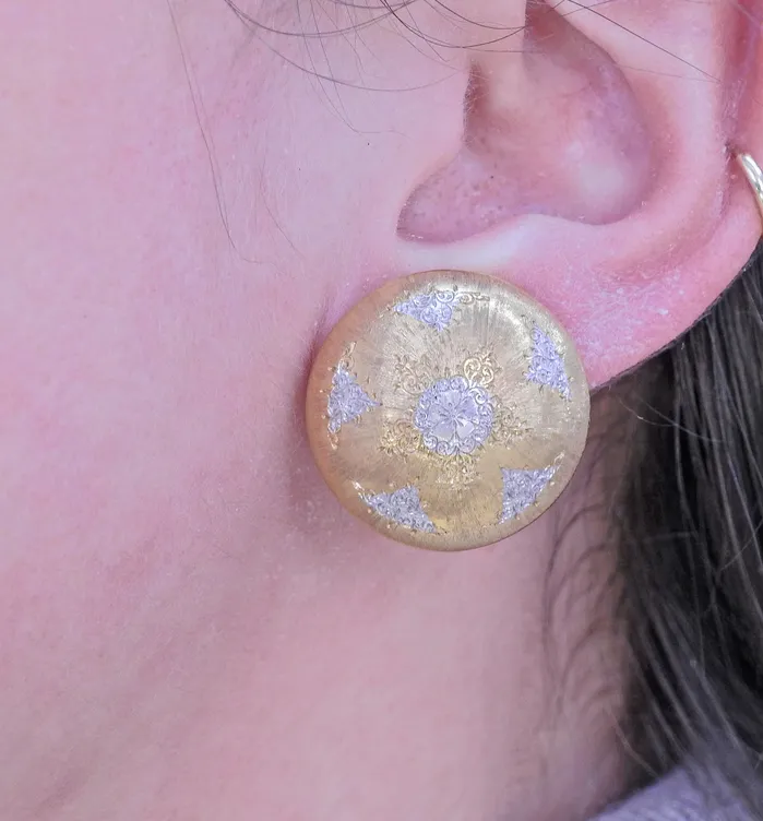 Mario Buccellati Geminato Gold Button Earrings Buccellati Earrings